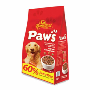 Paws Comp Beef & Veg 2.5kg + 60% Extra Free