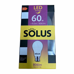 Solus 8.5W = 60W BC Clear Dimmable Bulb