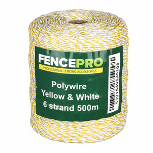 FencePro Polywire Yellow & White 6 Strand 500m